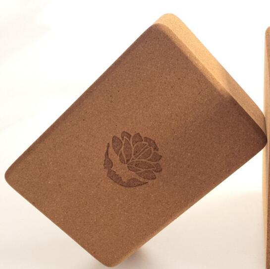 High-density natural cork yoga block for balance and support with lotus flower– YOGIVERSE